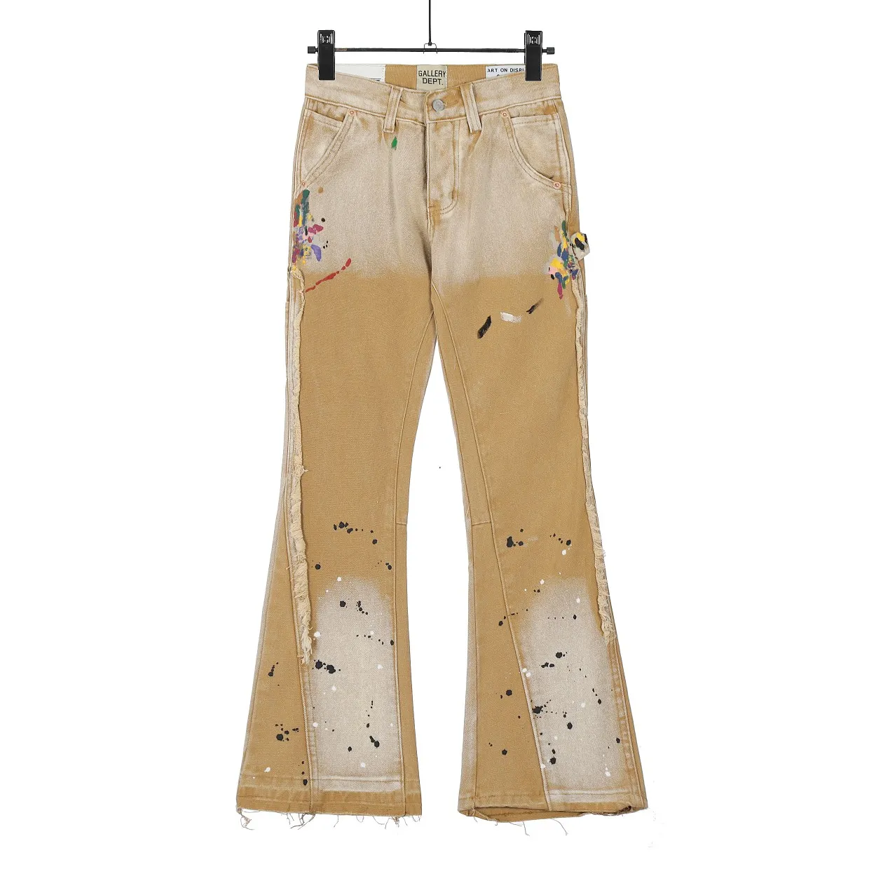 #8129 P250💰 GALLERY DEPT American retro splash-ink splicing micro-horn logging overalls raw edge jeans - Original purchase and pattern making to truly restore the ultimate texture of Vintage - Original hardware accessories, washed and other elevators, QR code analysis are all purchased from the original factory, high degree of restoration, welcome to compare with a certain product~ - Three-dimensional version Loose and comfortable, not picky about the figure, taller and slimmer, factory Seiko, original factory quality control, same style for men and women, can be matched with couples Versatile recommendation: must-have jeans for all seasons Size: S-XXL (28-36)